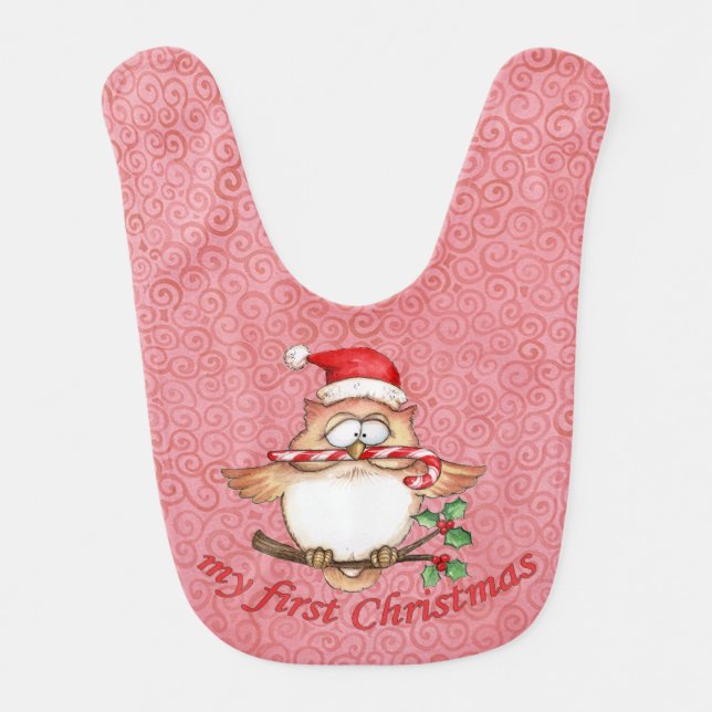 Christmas Owl Baby Bib (Front)