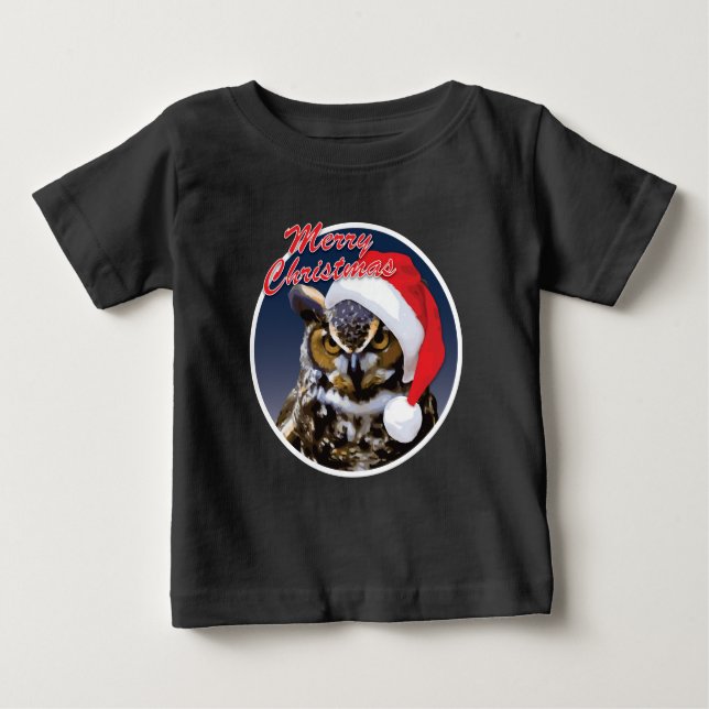 Christmas Owl - Baby Fine Jersey T-Shirt (Front)