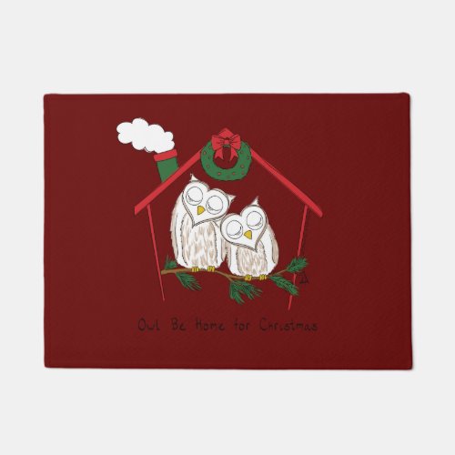 Christmas Owl Be Home Cute Doormat