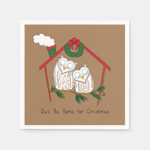 Christmas Owl Be Home Cute Napkins