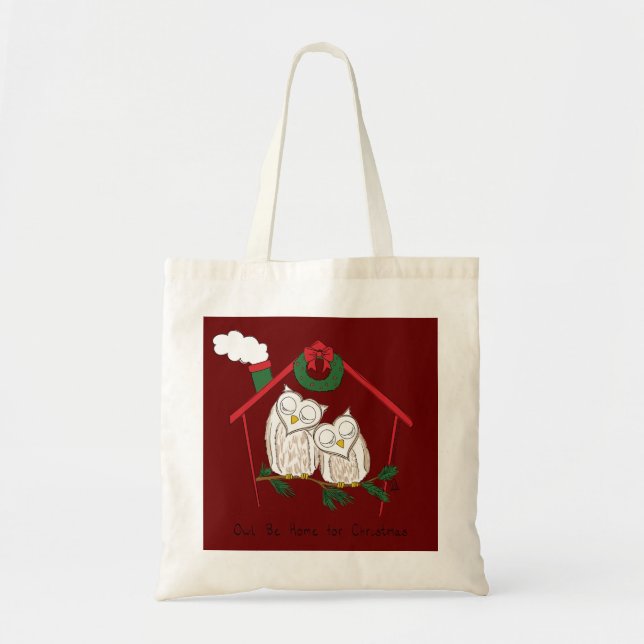 Christmas Owl Be Home Cute Tote Bag (Front)