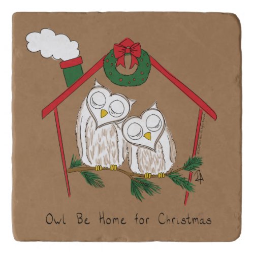 Christmas Owl Be Home Cute Trivet