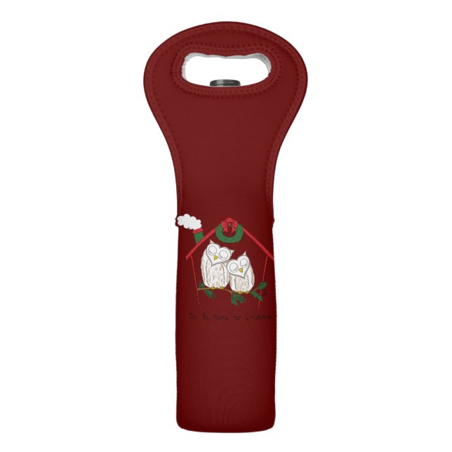 Christmas Owl Be Home Cute Wine Bag (Front)