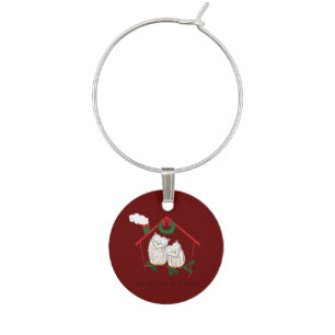 Christmas Owl Be Home Cute Wine Charm