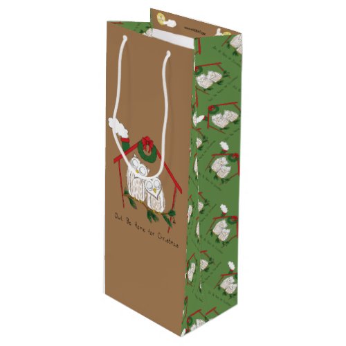 Christmas Owl Be Home Cute Wine Gift Bag