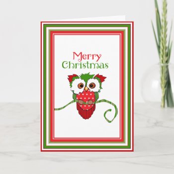 Christmas Owl Bird Greeting Card by goldersbug at Zazzle