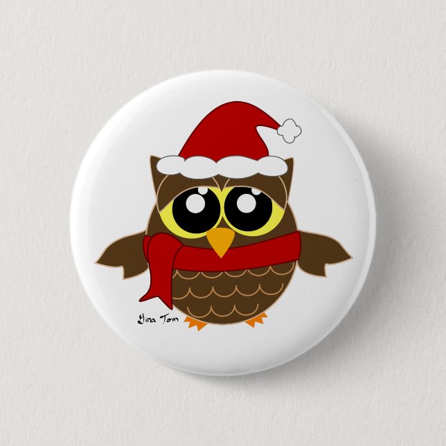 Christmas Owl Button (Front)