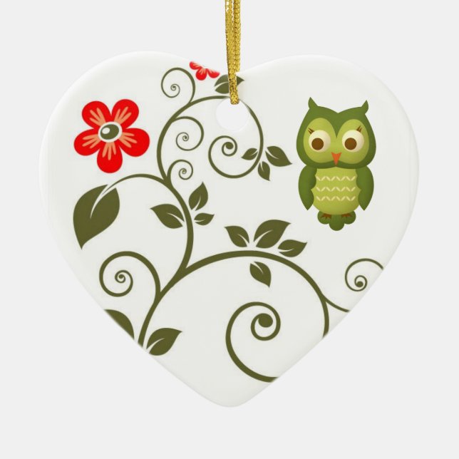 Christmas Owl Ceramic Ornament (Front)