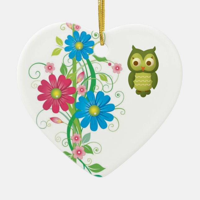 Christmas Owl Ceramic Ornament (Front)