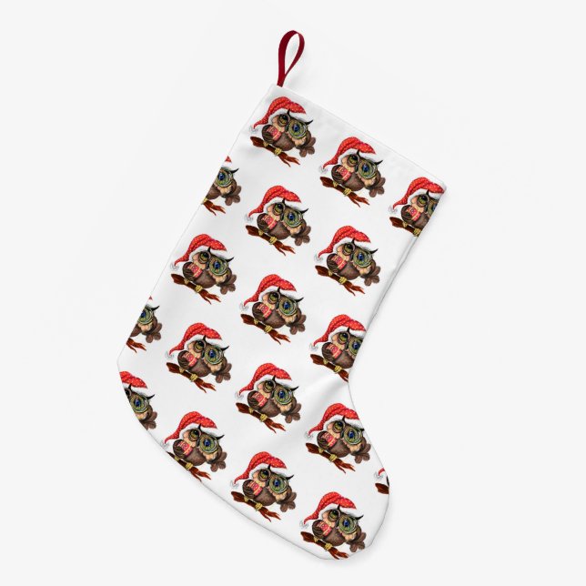 Christmas Owl Christmas Stocking (Front (Hanging))