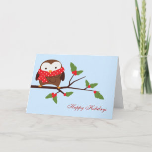 Christmas Owl Custom Greeting Cards