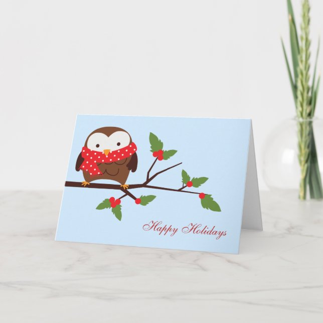 Christmas Owl Custom Greeting Cards (Front)