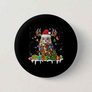 Christmas Owl Cute Christmas Lights Reindeer Santa Button