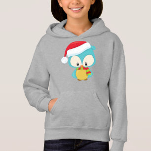 Christmas Owl, Cute Owl, Santa Hat, Scarf, Xmas Hoodie