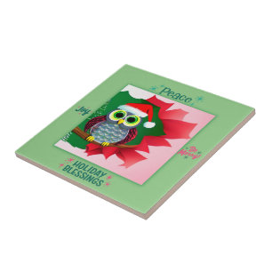 Christmas Owl Decorative Tiles