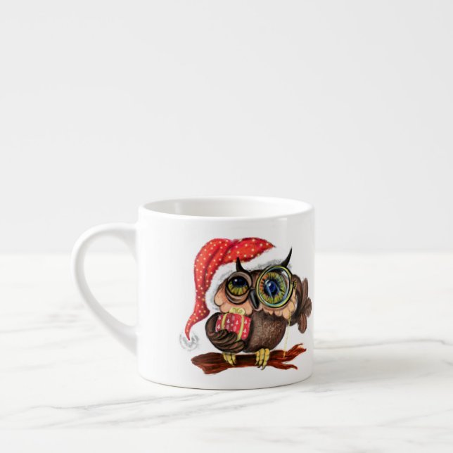 Christmas Owl Espresso Cup (Left)
