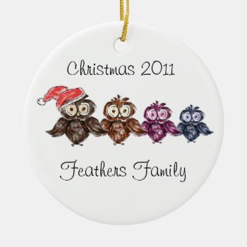 Christmas Owl Family Ceramic Ornament by sonyadanielle at Zazzle