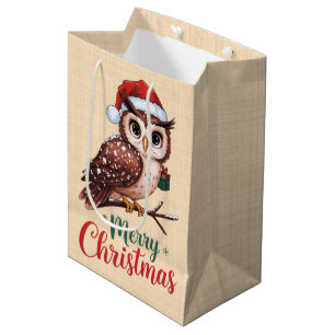 Christmas owl - Festive design Merry Christmas Medium Gift Bag