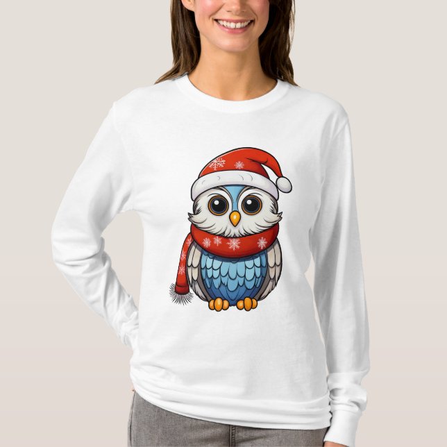 Christmas Owl – Festive Holiday T-Shirt for Adults (Front)