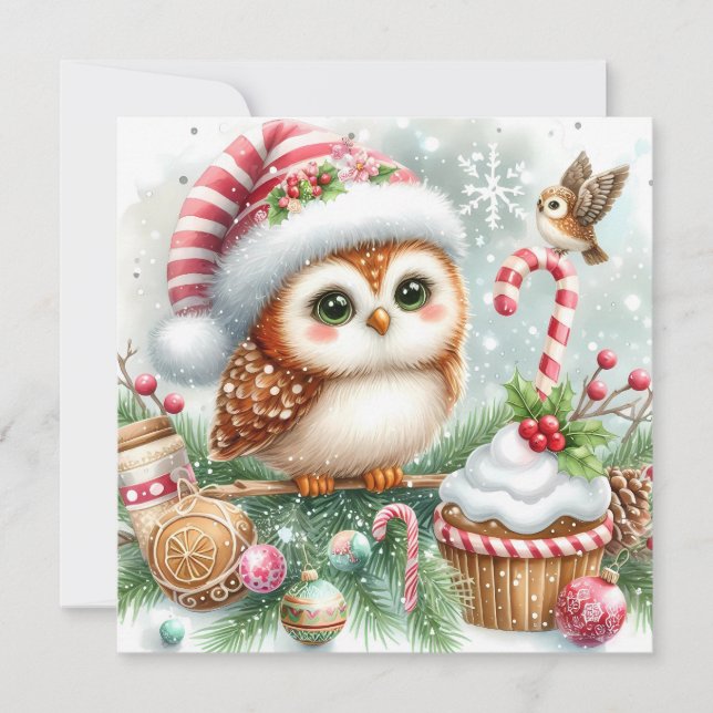 Christmas Owl Greeting Card (Front)