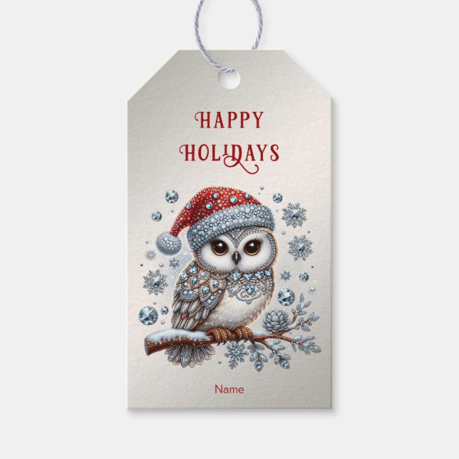 Christmas Owl Holiday Gift Tag (Front)