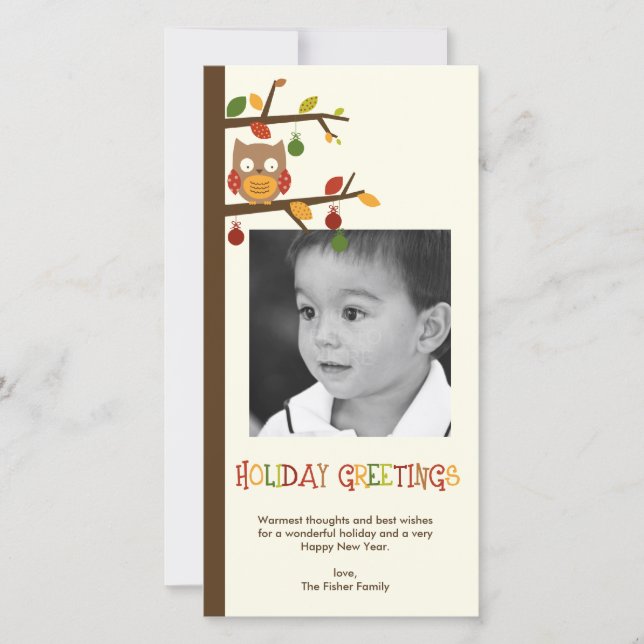 Christmas Owl Holiday Photo Card (Front)