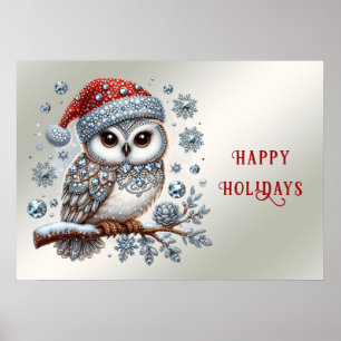 Christmas Owl Holiday Poster