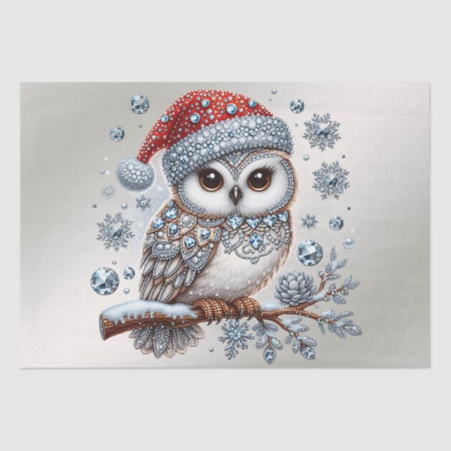 Christmas Owl Holiday Tissue Paper (Front)