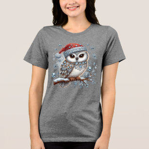 Christmas Owl Holiday Women's T-Shirt Tri-Blend Shirt