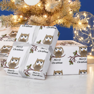 Christmas Owl Holiday wrapping paper