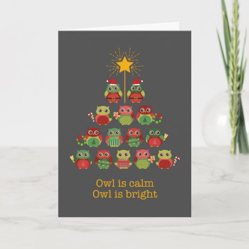 Christmas Owl is Calm in Cute Owl Illustrations Card