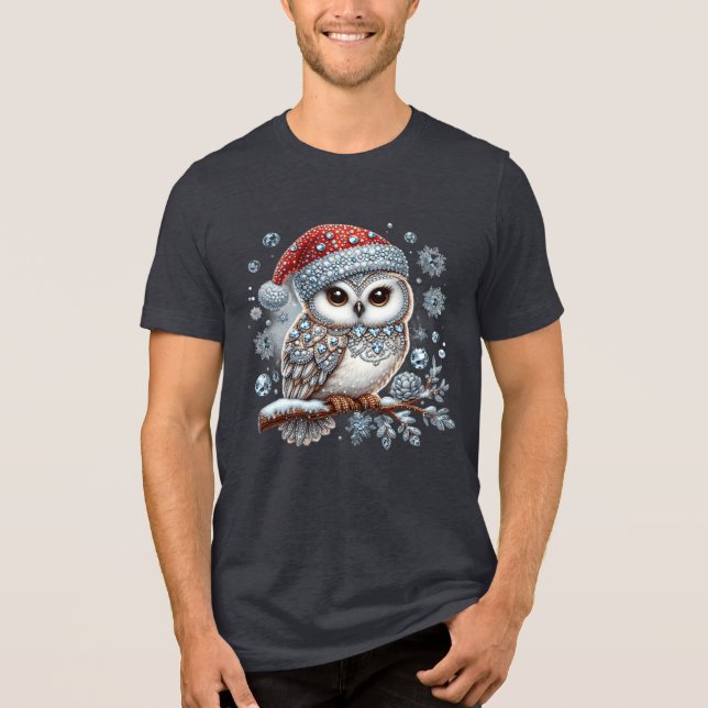 Christmas Owl Men's T-Shirt Tri-Blend Shirt (Front)