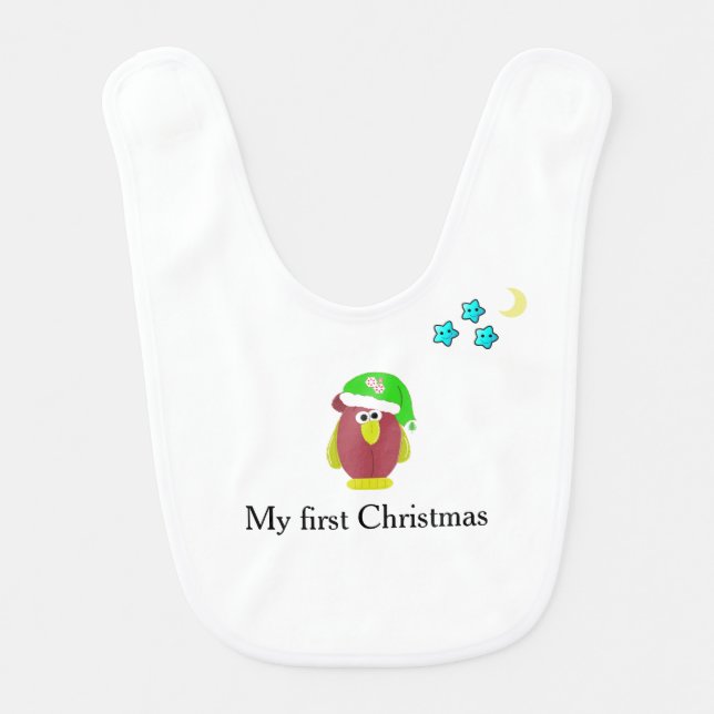 Christmas Owl My First Christmas Bib (Front)