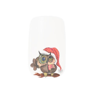 Christmas Owl Nail Art