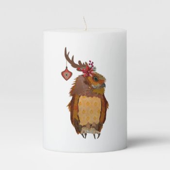 Christmas Owl Pillar Candle by Greyszoo at Zazzle
