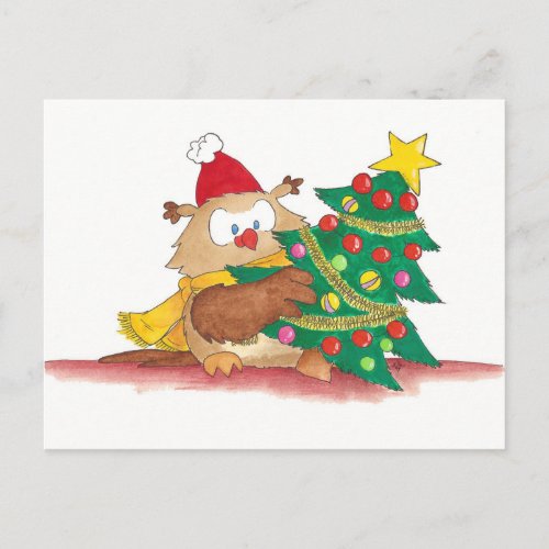 CHRISTMAS OWL postcard by Nicole Janes