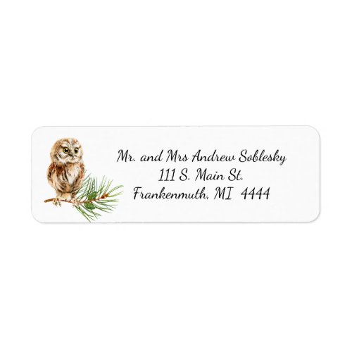 Christmas Owl Return Address Label