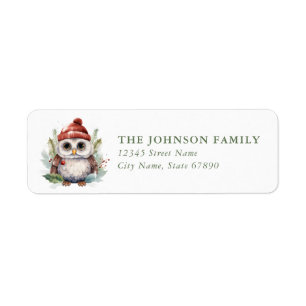Christmas Owl Return Address Labels