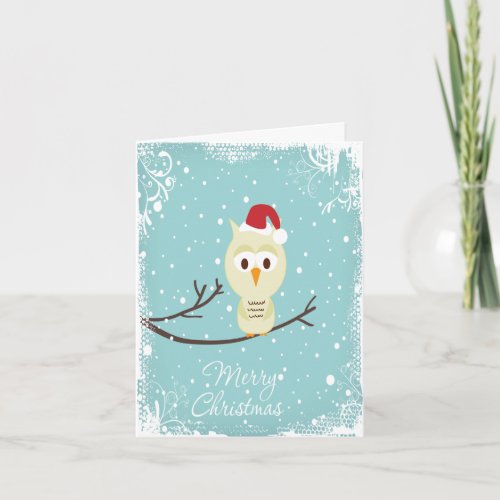 Christmas Owl Santa Outside Photo Inside Card