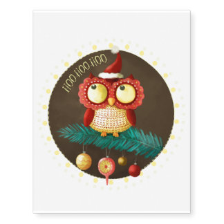Christmas Owl Temporary Tattoos