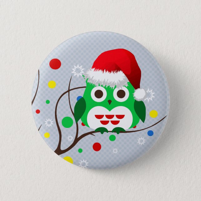 Christmas Owl Trend Button (Front)