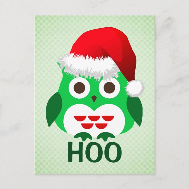 Christmas Owl Trend Hoo Holiday Postcard (Front)