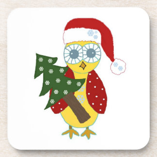 Christmas Owl with a Christmas Tree Coaster