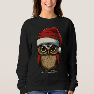 Christmas Owl with Christmas hat Owl Owner Sweatshirt