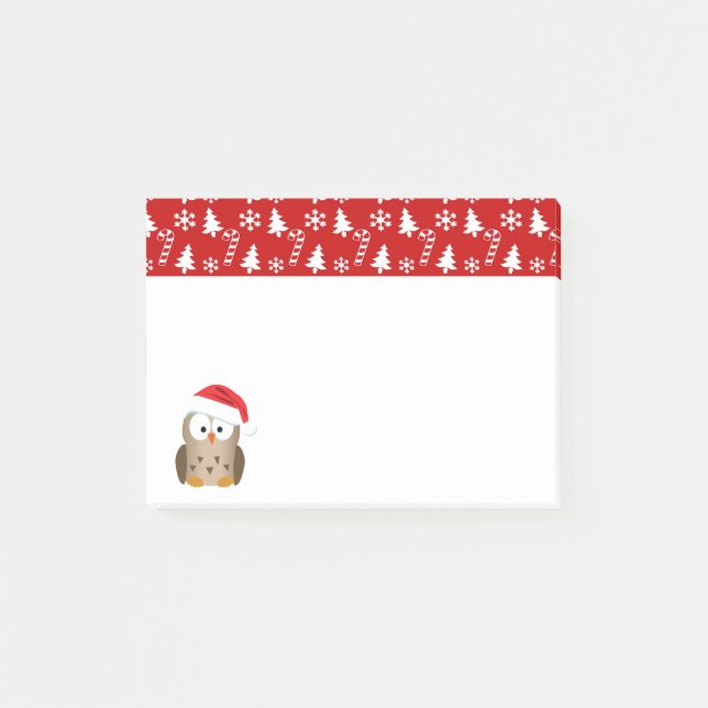 Christmas Owl with Santa Hat Post-it Notes (Front)