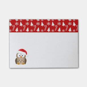 Christmas Owl with Santa Hat Post-it Notes