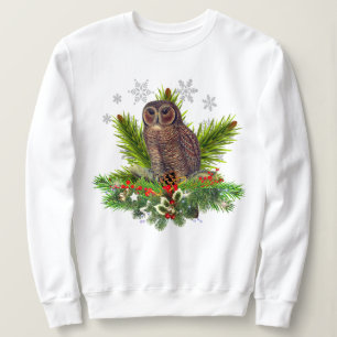 Christmas Owl with Snowflakes  Sweatshirt