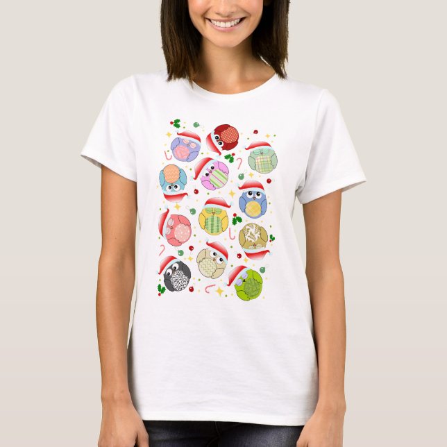 Christmas Owls Design T-Shirt (Front)