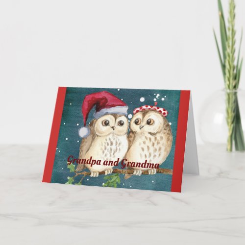Christmas Owls Grandparents Holiday Card