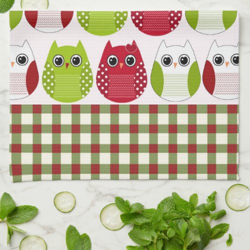 Christmas Owls Microfiber Kitchen Towel